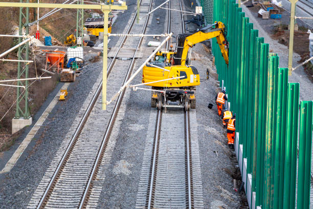 railroad construction site - chantier rail photos et images de collection